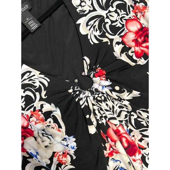 White House Black black floral v-neck tank top women’s medium 1345 - Picture 2 of 5